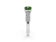 Cushion Cut Close Set Pave Engagement Ring Setting for a Fancy Green Lab-Grown Diamond | Multi Row | Sterling Silver