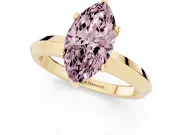 Fancy Pink Marquise Cut Diamond Solitaire Engagement Ring Set in Yellow gold with Flat Band and Prong Setting