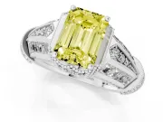 Emerald Cut Vintage Engagement Ring Setting for a Fancy Yellow Lab-Grown Diamond | Sterling Silver - Design NV-24885