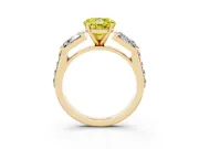 Round Channel Set Baguette Engagement Ring Setting for a Fancy Yellow Lab-Grown Diamond | Paired Baguettes | Yellow Gold