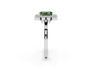 Emerald Cut Milgrain Cluster Halo Engagement Ring Setting for a Fancy Green Lab-Grown Diamond | Plain Band | White Gold