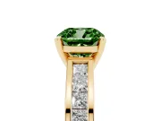 Cushion Cut Channel Engagement Ring Setting for a Fancy Green Lab-Grown Diamond | Yellow Gold