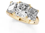 Radiant Cut Three Stone Engagement Ring Setting | Large Side Stones | Yellow Gold