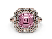 Asscher Cut Halo Engagement Ring Setting for a Fancy Pink Lab-Grown Diamond | Rose Gold - Design NV-24799