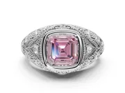 Asscher Cut Vintage Bezel Engagement Ring Setting for a Fancy Pink Lab-Grown Diamond | Milgrain Band | Sterling Silver