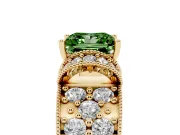 Princess Cut Vintage Pave Engagement Ring Setting for a Fancy Green Lab-Grown Diamond | Milgrain Edges | Yellow Gold