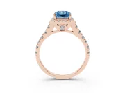 Radiant Cut Accented Halo Engagement Ring Setting for a Fancy Blue Lab-Grown Diamond | Rose Gold