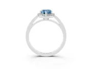 Fancy Blue Pear Cut Diamond Halo Ring Set in Silver with Solitaire Band and Prong Setting
