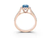 Radiant Cut Pavé Engagement Ring Setting for a Fancy Blue Lab-Grown Diamond | Wide Three-Row Band | Rose Gold