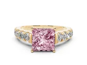 Princess Cut Engagement Ring Setting for a Fancy Pink Lab-Grown Diamond | Yellow Gold - Design NV-24643