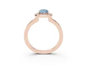 Pear-Shaped Bezel-Rim Halo Engagement Ring Setting for a Fancy Blue Lab-Grown Diamond | Pave Band | Rose Gold