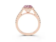 Fancy Pink Heart Cut Diamond Halo Engagement Ring Set in Rose gold with Pavé Band and Prong Setting
