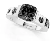 Cushion Cut Tension Style Engagement Ring Setting for a Black Center | White Gold