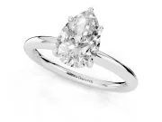 Pear Cut Diamond Solitaire Ring Set in Platinum with Thin Band and Prong Setting
