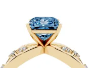 Princess Cut Loop Engagement Ring Setting for a Fancy Blue Lab-Grown Diamond | Yellow Gold
