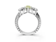 Pear-Shaped Vintage Three Stone Engagement Ring Setting for a Fancy Yellow Lab-Grown Diamond | White Gold