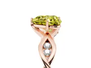 Fancy Yellow Heart Cut Diamond Twist Band Solitaire Ring Set in Rose gold with Leaf Prong Setting and Accent Stones