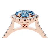 Heart-Shaped Halo Engagement Ring Setting for a Fancy Blue Lab-Grown Diamond | Tapered Band | Rose Gold