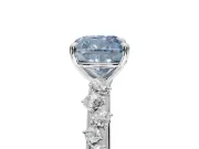 Cushion Cut Graduated Solitaire Engagement Ring Setting for a Fancy Blue Lab-Grown Diamond | Platinum