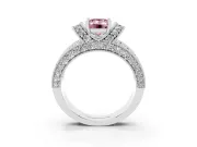 Emerald Cut Vintage Pave Engagement Ring Setting for a Fancy Pink Lab-Grown Diamond | Milgrain Edges | White Gold