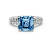 Asscher Cut Multi Row Pave Engagement Ring Setting for a Fancy Blue Lab-Grown Diamond | Platinum
