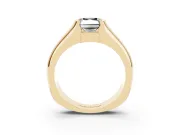 Radiant Cut Half Bezel Engagement Ring Setting for a Black Center | Wide Band | Yellow Gold