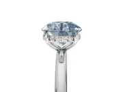 Round Hidden Halo Ring Setting for a Fancy Blue Lab-Grown Diamond | Sterling Silver