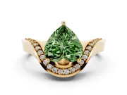 Heart-Shaped Bypass Solitaire Engagement Ring Setting for a Fancy Green Lab-Grown Diamond | Pavé Ribbon | Yellow Gold
