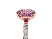 Radiant Cut Pave Engagement Ring Setting for a Fancy Pink Lab-Grown Diamond | Slim Band | Rose Gold
