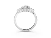 Heart-Shaped Vintage Cluster Engagement Ring Setting | Beaded Edges | Sterling Silver