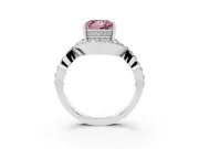 Princess Cut Infinity Twist Engagement Ring Setting for a Fancy Pink Lab-Grown Diamond | Pavé Ribbons | Sterling Silver