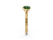 Fancy Green Heart Cut Diamond Solitaire Milgrain Engraved Band Set in Yellow gold with Prong Setting