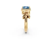 Princess Cut Floral Halo Engagement Ring Setting for a Fancy Blue Lab-Grown Diamond | Yellow Gold
