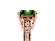 Asscher Cut Engraved Engagement Ring Setting for a Fancy Green Lab-Grown Diamond | Rose Gold