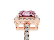 Princess Cut Halo Engagement Ring Setting for a Fancy Pink Lab-Grown Diamond | Pavé Band | Rose Gold