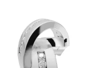 Round Lab-Grown Diamond Channel Set Crossover Wedding Band | Wide Strands | White Gold
