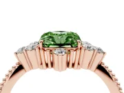 Fancy Green Radiant Cut Diamond Cluster Ring Set in Rose gold with Beaded Band