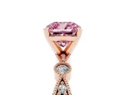 Cushion Cut Vintage Milgrain Engagement Ring Setting for a Fancy Pink Lab-Grown Diamond | Rose Gold