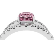 Emerald Cut Split Shank Pavé Engagement Ring Setting for a Fancy Pink Lab-Grown Diamond | Platinum