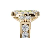 Radiant Cut Halo Engagement Ring Setting for a Fancy Yellow Lab-Grown Diamond | Graduated Channel Band | Yellow Gold