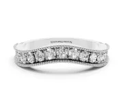 Round Diamond Contour Wedding Band Set in Platinum with Milgrain Pavé Setting