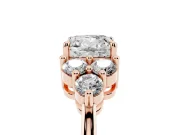 Cushion Cut Cluster Side Stone Engagement Ring Setting | Plain Band | Rose Gold