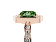 Princess Cut Vintage Scalloped Halo Engagement Ring Setting for a Fancy Green Lab-Grown Diamond | Pave Band | Rose Gold