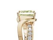 Princess Cut Bypass Solitaire Engagement Ring Setting for a Fancy Yellow Lab-Grown Diamond | Pavé Strands | Yellow Gold