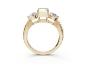 Radiant Cut Three Stone Engagement Ring Setting for a Fancy Yellow Lab-Grown Diamond | Tapered Pave Band | Yellow Gold