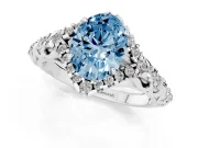 Oval Hidden Halo Filigree Engagement Ring Setting for a Fancy Blue Lab-Grown Diamond | White Gold