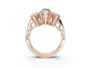 Marquise Three Stone Engagement Ring Setting for a Fancy Blue Lab-Grown Diamond | Beaded Shoulders | Rose Gold