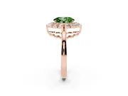 Oval Scalloped Cluster Halo Engagement Ring Setting for a Fancy Green Lab-Grown Diamond | Plain Band | Rose Gold
