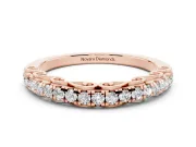 Round Lab-Grown Diamond Shared Prong Half Eternity Wedding Band | Scroll Gallery | Rose Gold