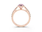 Emerald Cut Halo Pavé Engagement Ring Setting for a Fancy Pink Lab-Grown Diamond | Rose Gold